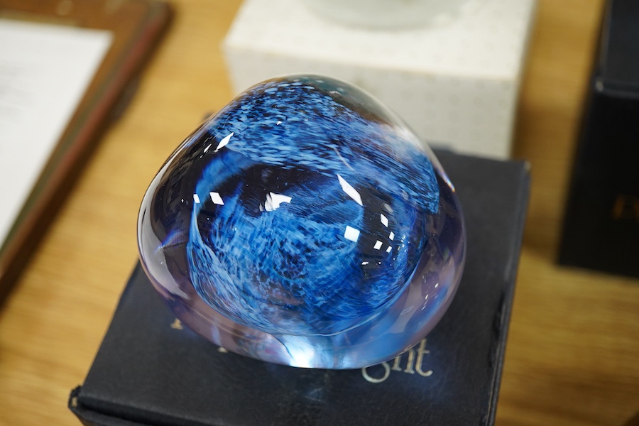 Eight various glass paperweights including Caithness
